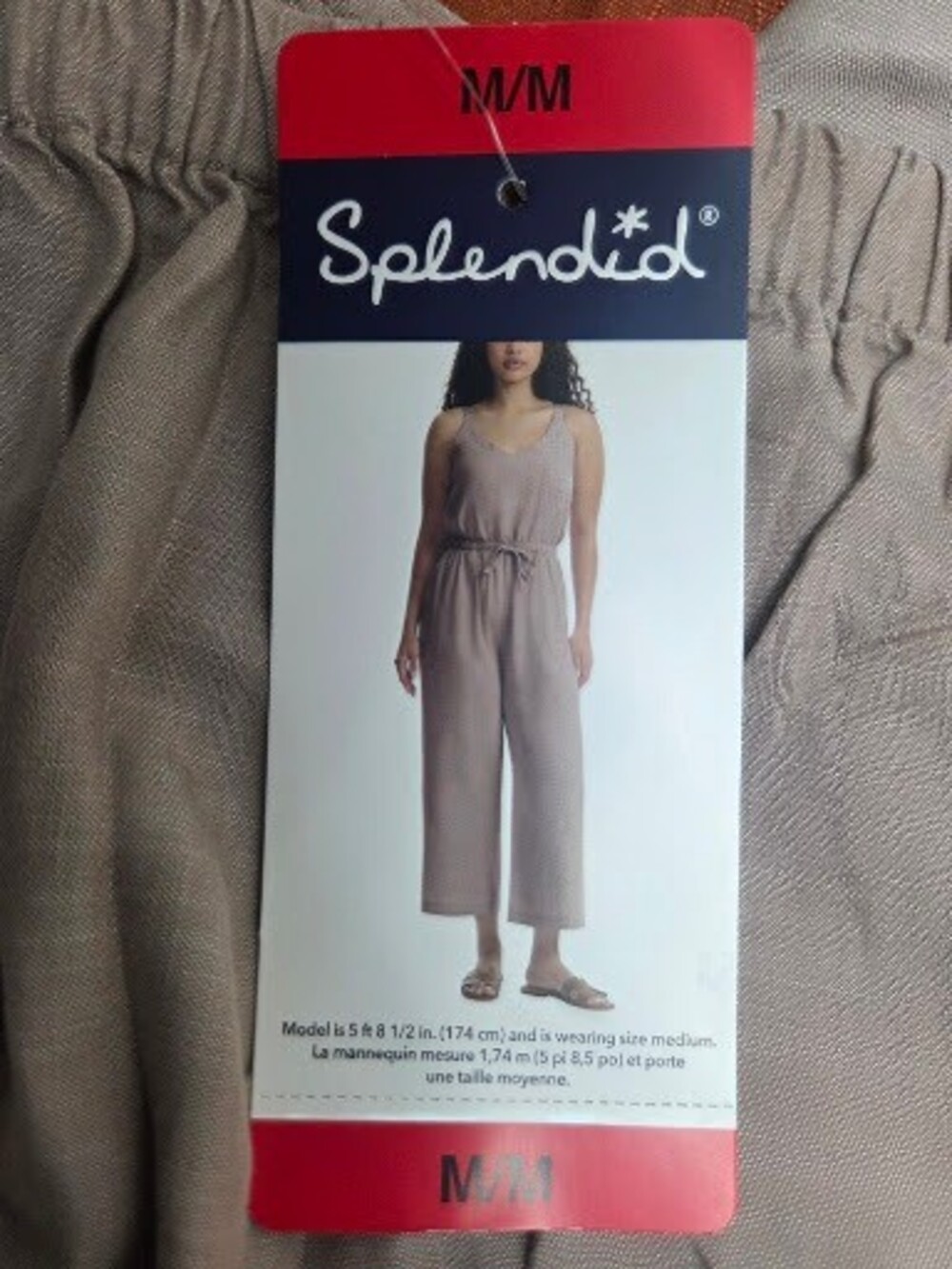 Splendid Ladies Wide Leg Cropped Jumpsuit, Oatmeal, Size M, NWT